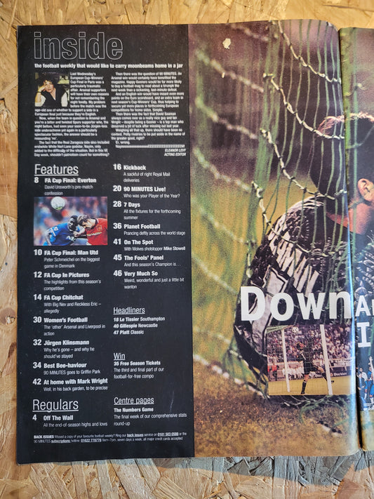 90 Minute Magazine 20 May 1995 #256 (1030)(RARE) Mark Wright Jurgen Klinsmann Peter Schmeichel