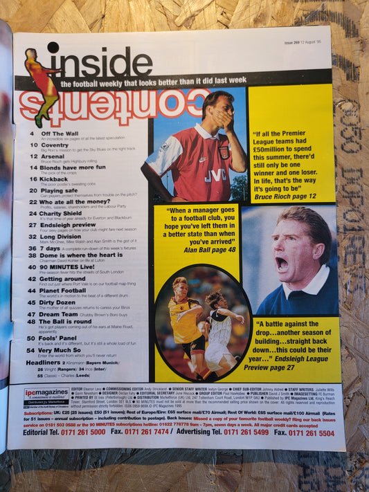 90 Minute Magazine 12 August 1995 #269 (1030)(RARE) Alan Ball Jurgen Kilnsman Alan Shearer