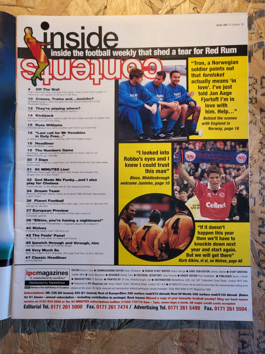 90 Minute Magazine 28 October 1995 #280 (1030)(RARE) Russ Williams Gary McAllister