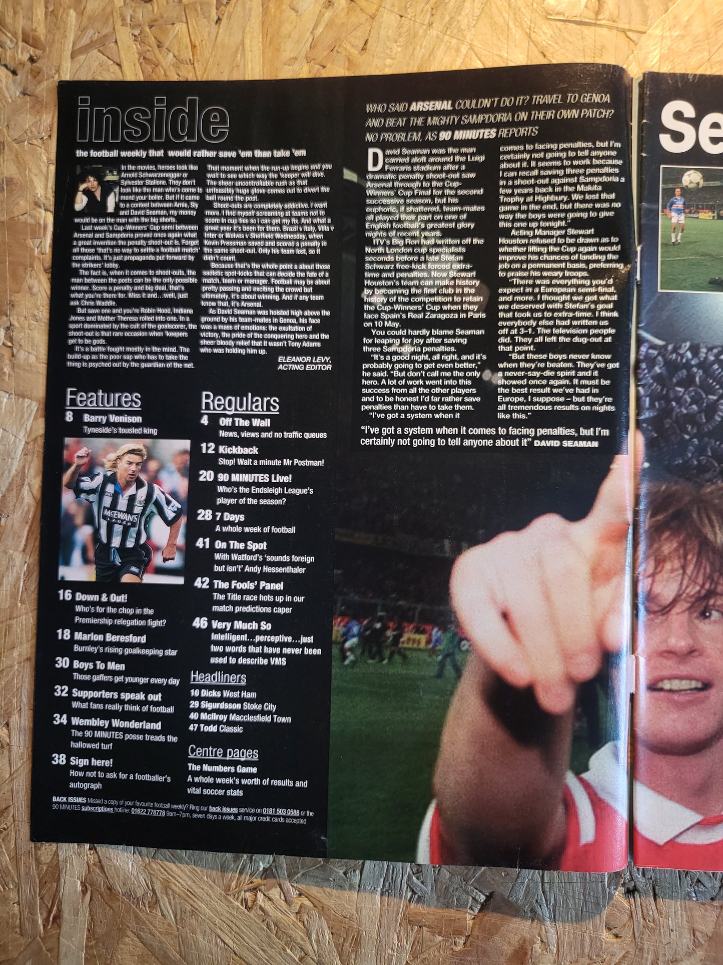 90 Minute Magazine 29 April 1995 #254 (1030)(RARE) Barry Venison Marlon Beresford Colin Todd