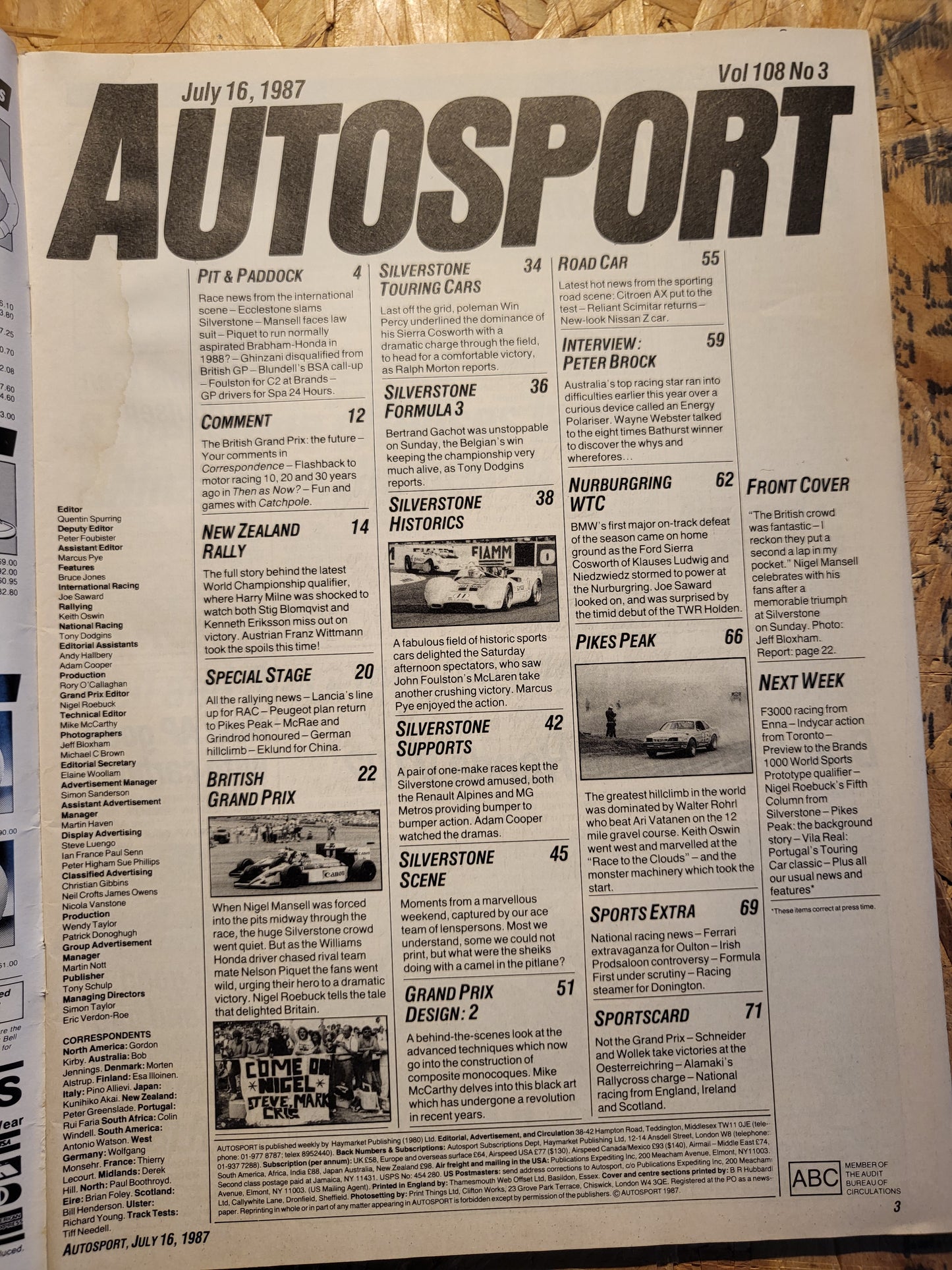 Autosport Magazine 16 July 1987 (1035) Citroen AX Reliant Scimitar MIssan Z