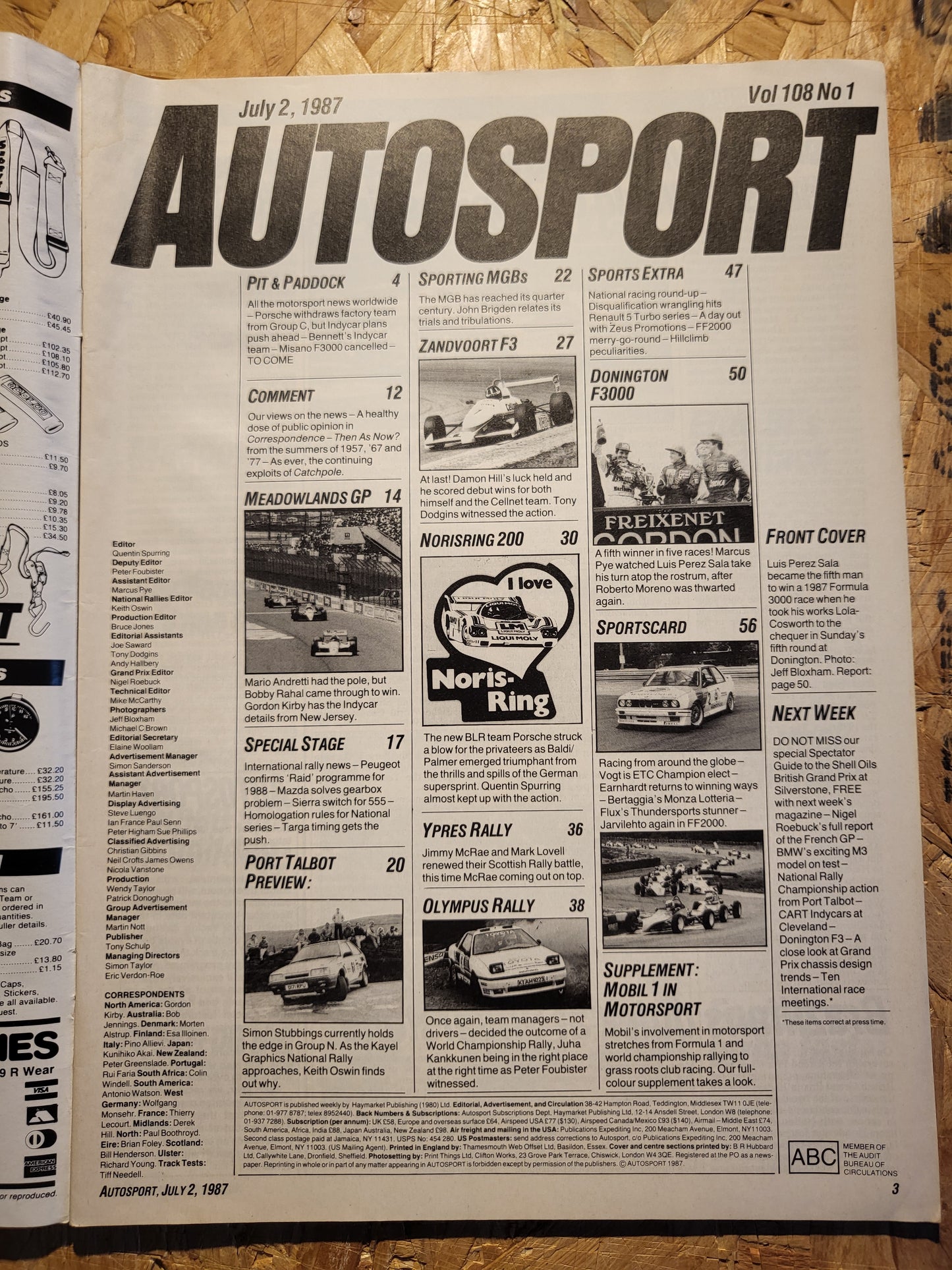 Autosport Magazine 2 July 1987 (1035) Damon Hill Zandvoort F3