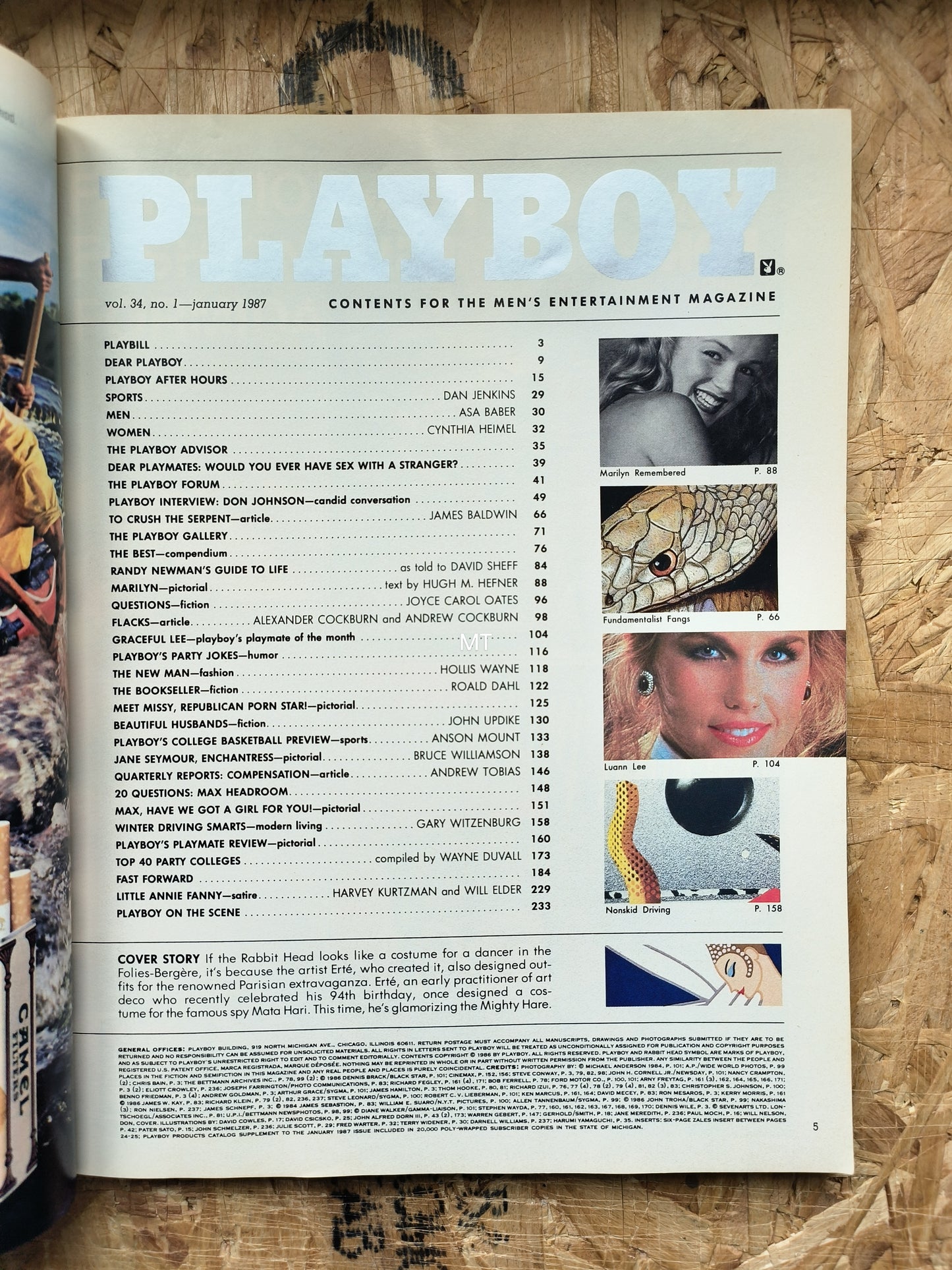 PLAYBOY Magazine January 1987 (1055) Luann Lee Jane Seymour MARILYN MONROE