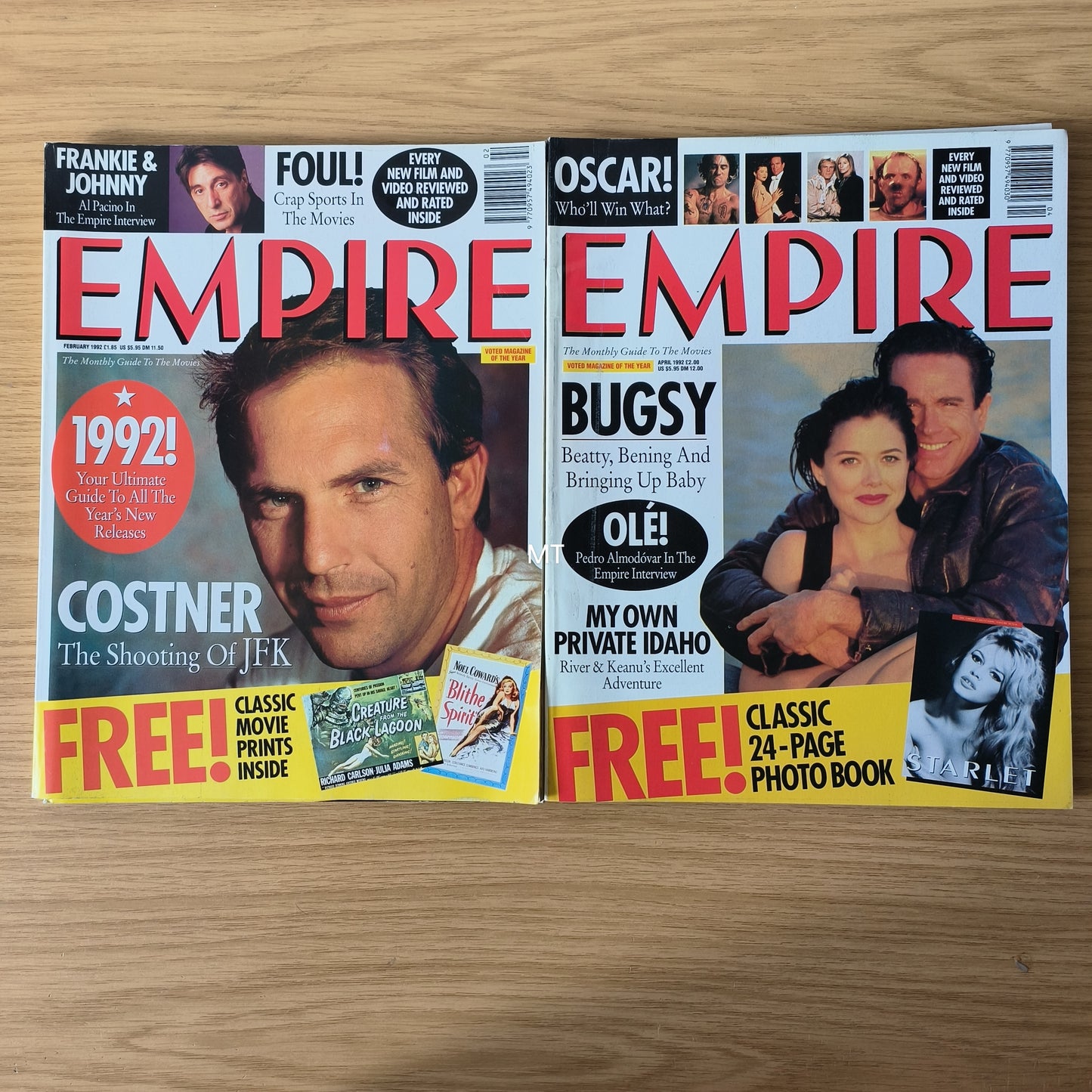 4x EMPIRE Magazines 1992 Jan/Feb/March/April Bundle/Job Lot (0046) Bugsy Costner Cape Fear