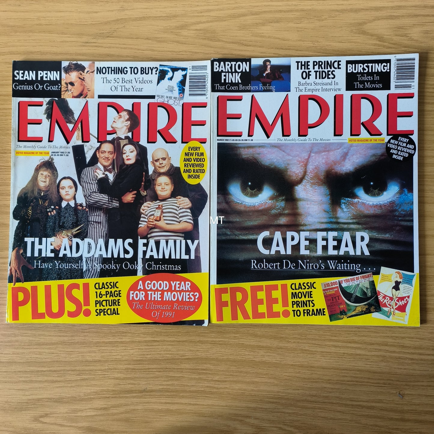 4x EMPIRE Magazines 1992 Jan/Feb/March/April Bundle/Job Lot (0046) Bugsy Costner Cape Fear