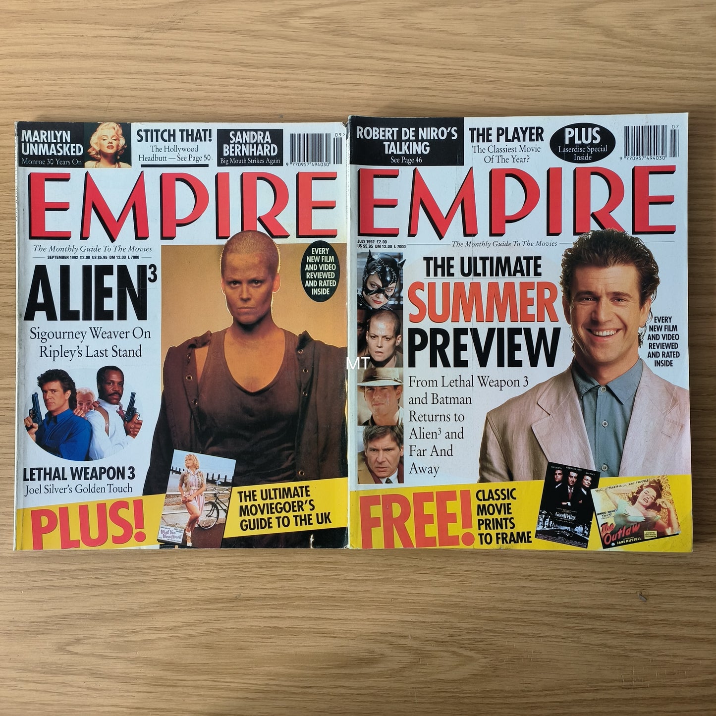 3x EMPIRE Magazines 1992 July/Sept/Nov Bundle/Job Lot (0047) Alien Beauty and the Beast