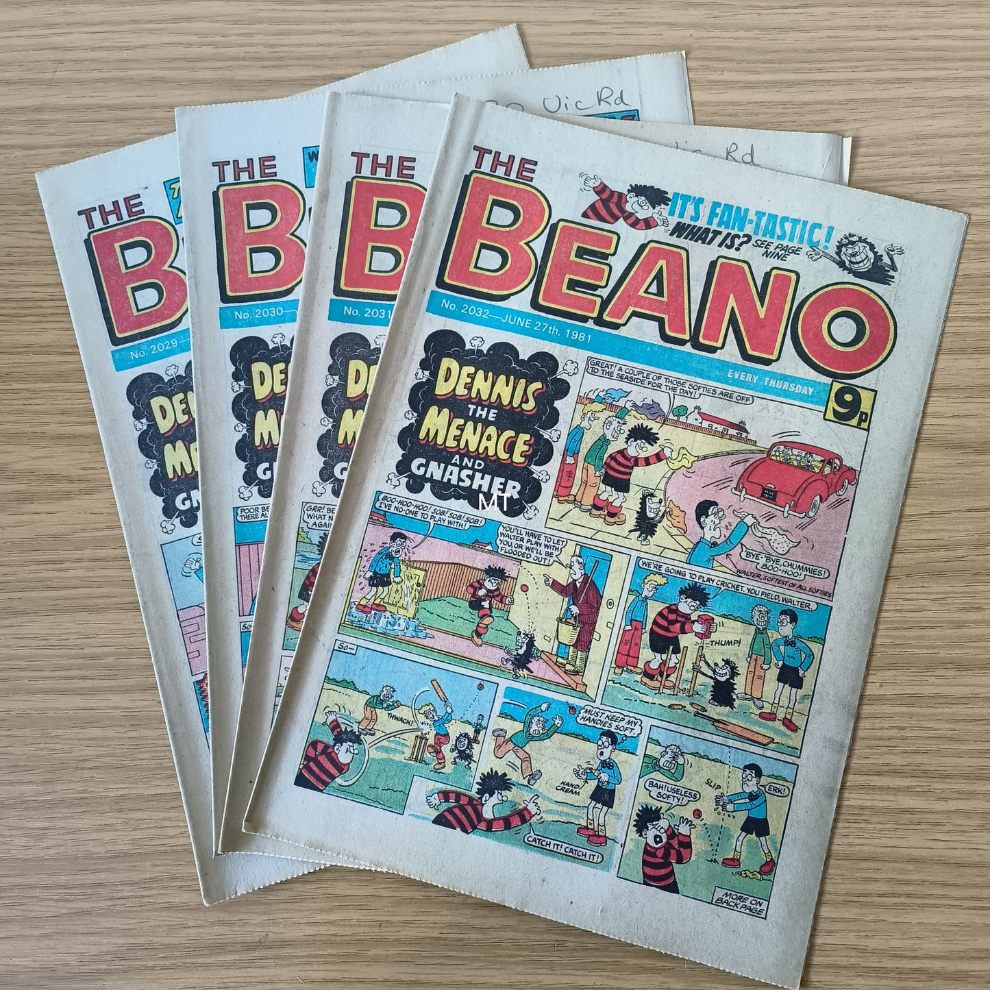 4x Beano Comics/Magazines 2029-2032 1981 Bundle/Job Lot (0050) Dennis the Menace Gnasher