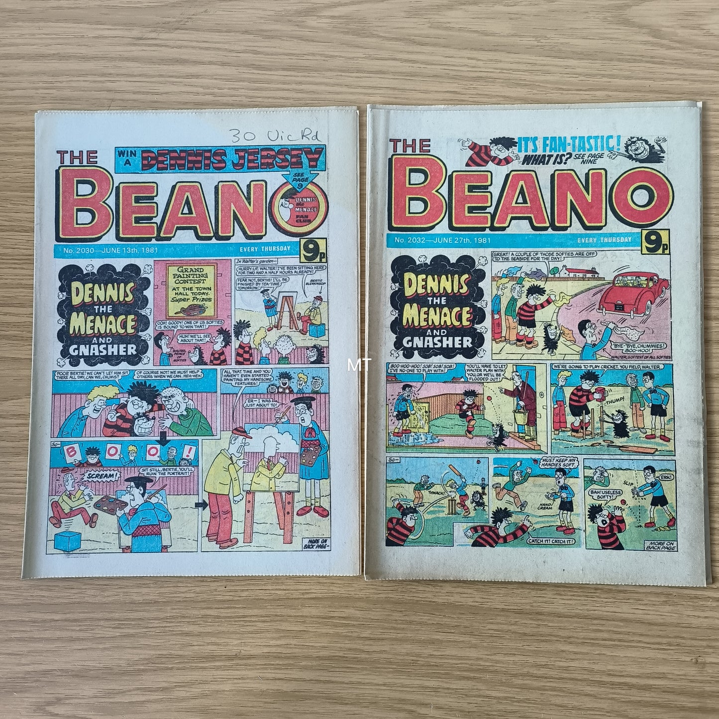 4x Beano Comics/Magazines 2029-2032 1981 Bundle/Job Lot (0050) Dennis the Menace Gnasher