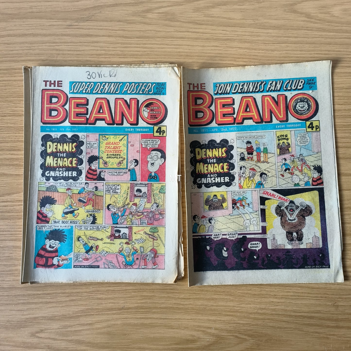 14x Beano Comics/Magazines 1802-1816 1977 Bundle/Job Lot (0051) Dennis the Menace Gnasher