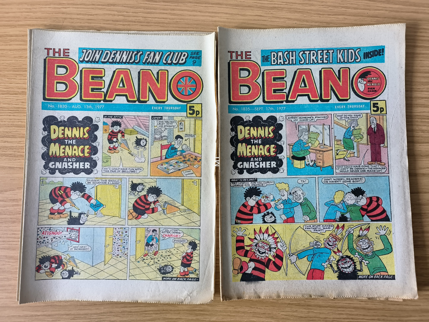 10x Beano Comics/Magazines 1827-1836 1977 Bundle/Job Lot (0053) Dennis the Menace Gnasher