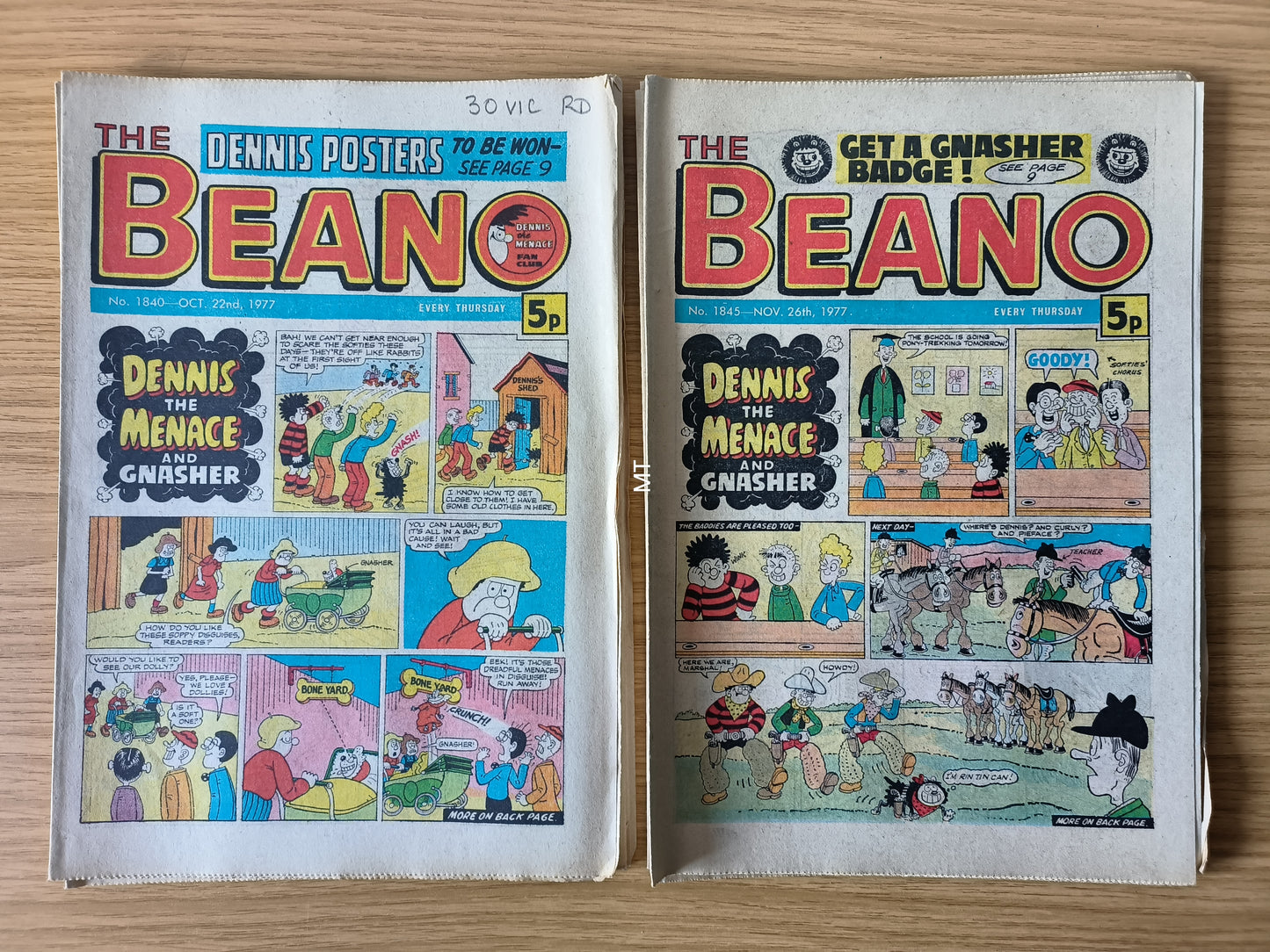 10x Beano Comics/Magazines 1837-1846 1977 Bundle/Job Lot (0055) Dennis the Menace Gnasher