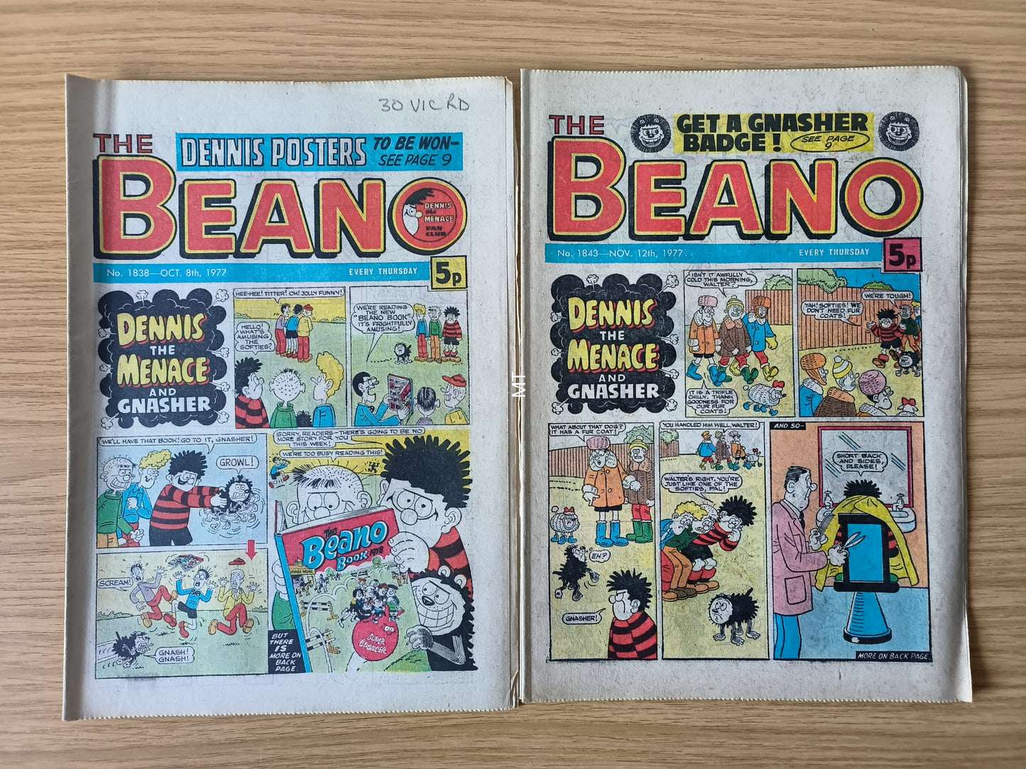 10x Beano Comics/Magazines 1837-1846 1977 Bundle/Job Lot (0055) Dennis the Menace Gnasher