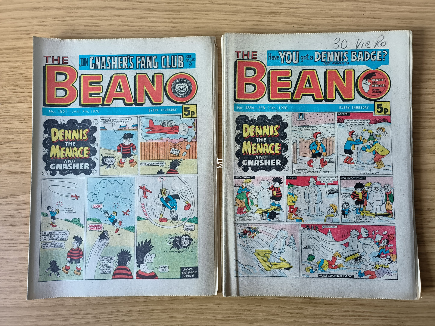 10x Beano Comics/Magazines 1847-1856 1978 Bundle/Job Lot (0055) Dennis the Menace Gnasher