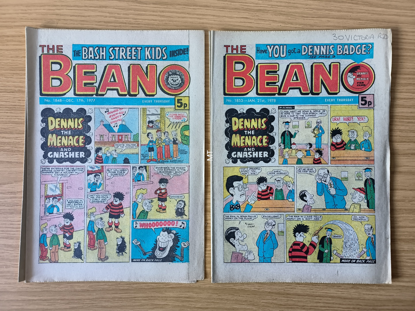 10x Beano Comics/Magazines 1847-1856 1978 Bundle/Job Lot (0055) Dennis the Menace Gnasher