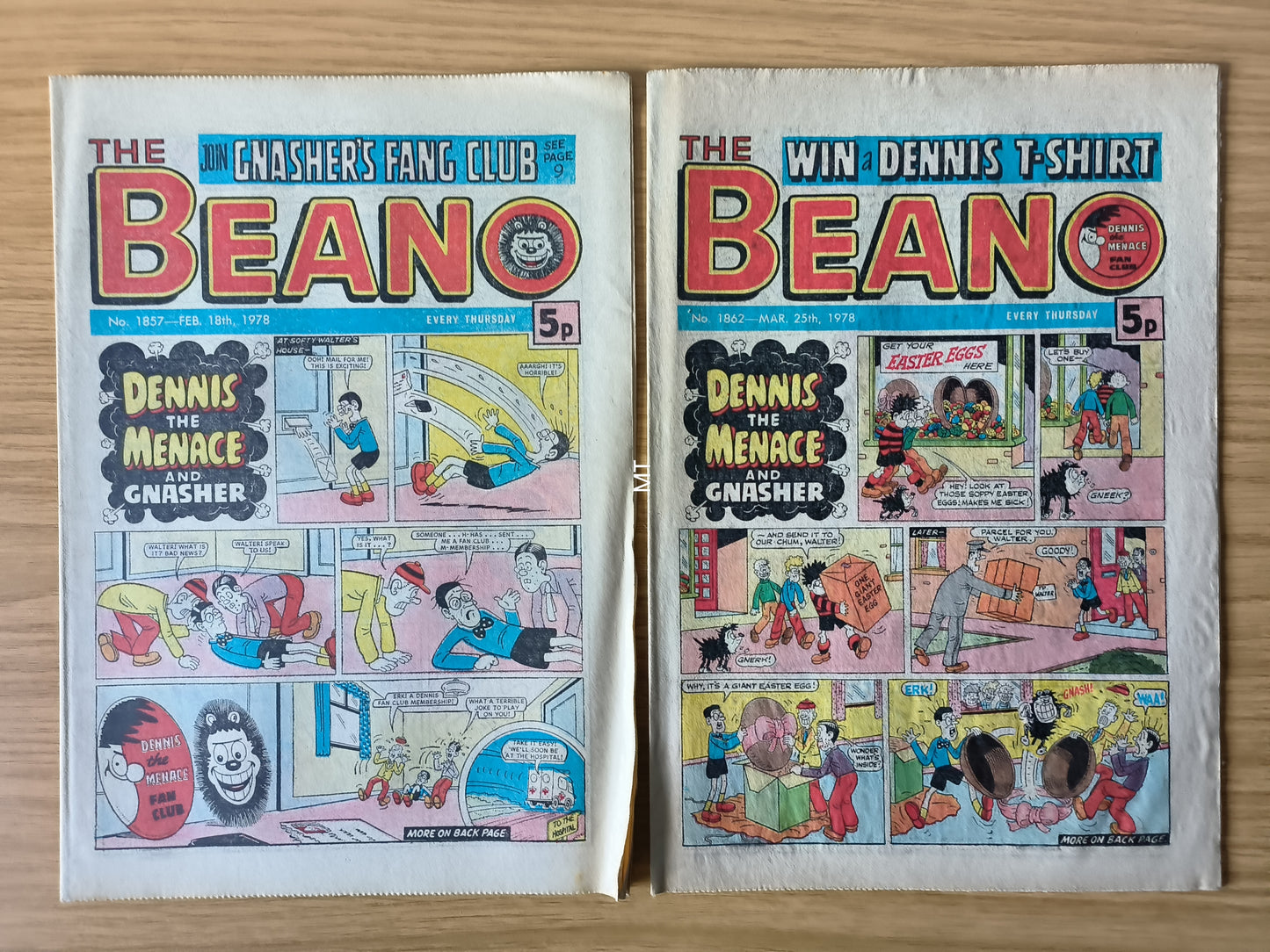 10x Beano Comics/Magazines 1857-1866 1978 Bundle/Job Lot (0057) Dennis the Menace Gnasher