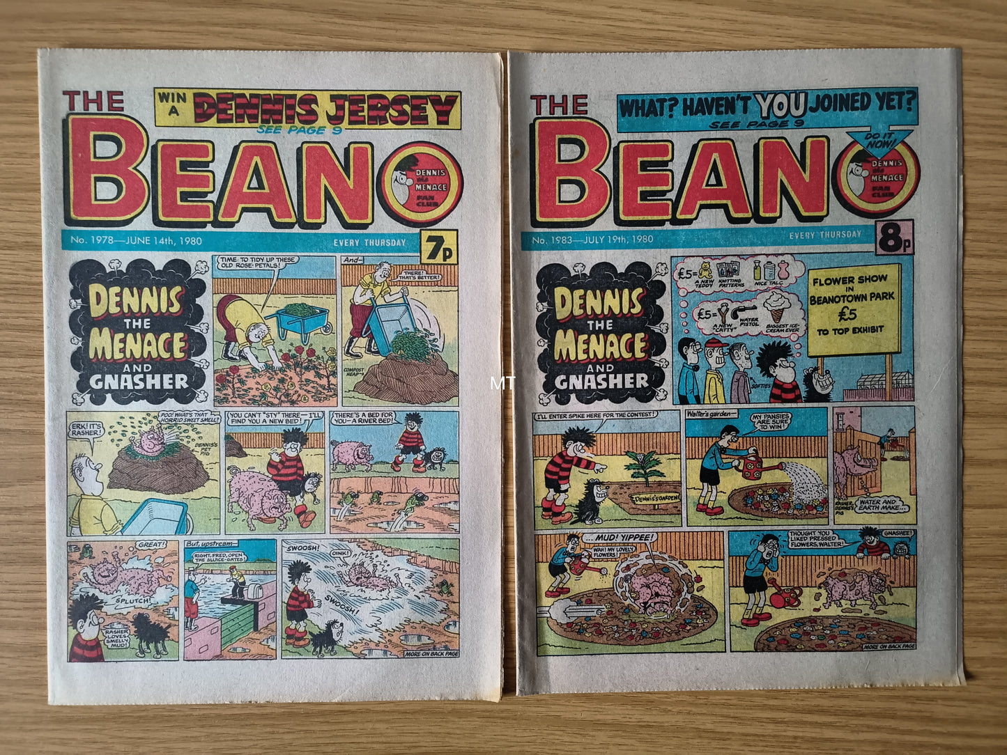10x Beano Comics/Magazines 1978>1987 1980 Bundle/Job Lot (0075) Dennis the Menace Gnasher