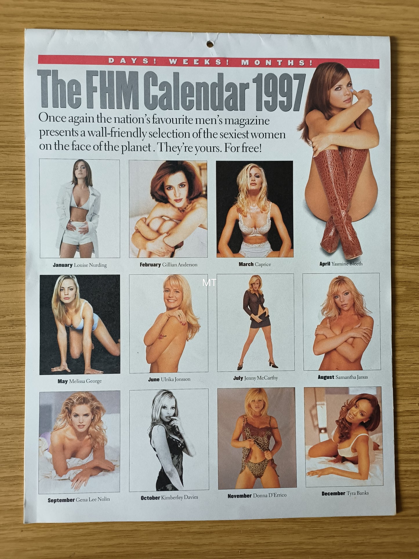 FHM Magazine Calendar 1997 RARE (BB004) Gillian Anderson Tyra Banks Melissa George