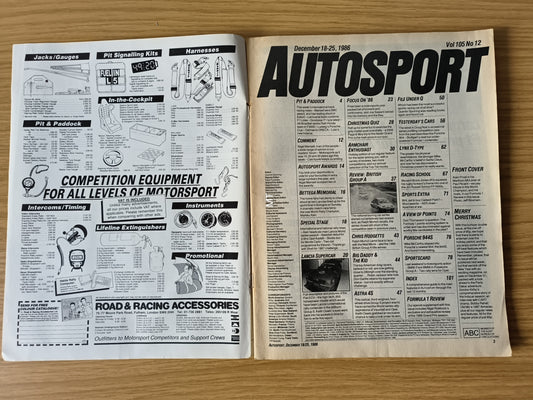 Autosport Magazine 18–25 Dec 1986 (RARE)(1118) Prost’s Double Williams Focus Lancia Supercar F1 Awards Issue