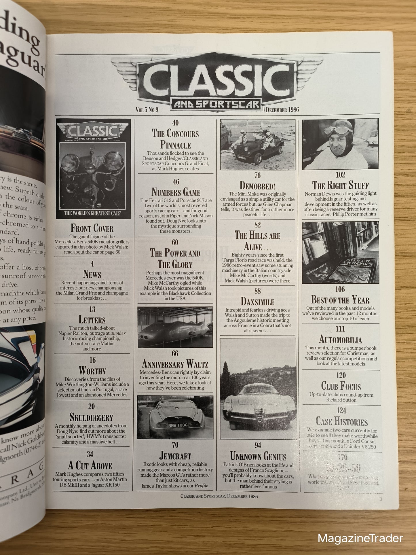 Classic and Sportscar Magazine December 1986 Mercedes 540K Ferrari 512 Porsche 917