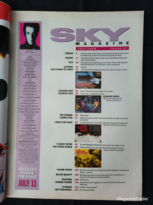Sky Magazine July 1990 (1164) Prince Cover The Stone Roses Carre Otis Demi Moore