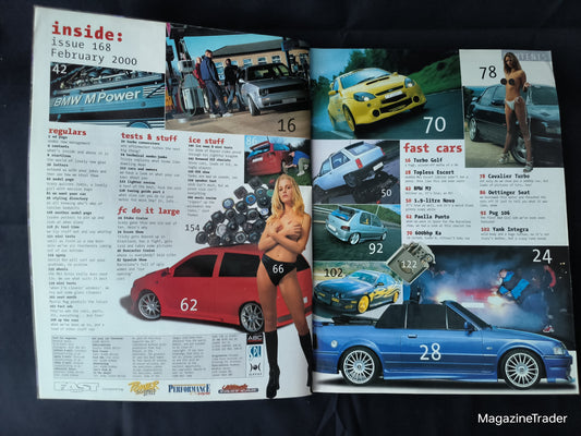 Fast Car Magazine February 2000 (1171) VW Golf Mk2 Turbo Cover BMW M7 600bhp Ford Ka