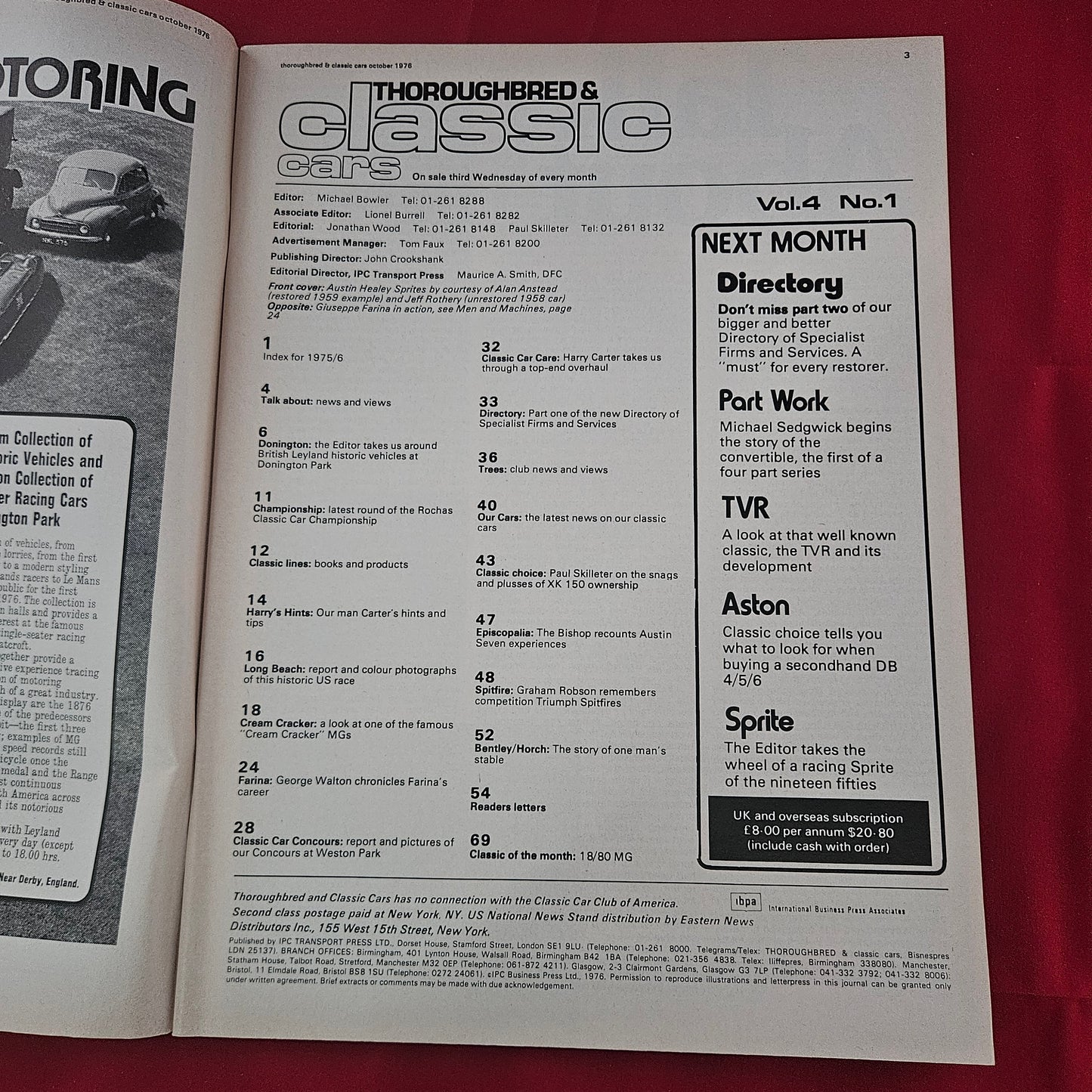 Thoroughbred & Classic Cars October 1976 (1191) Austin Healey Sprite MG Cream Cracker