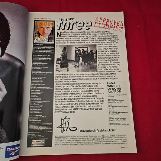 Loaded Magazine September 1995 (1231) Gazza Paul Gascoigne Claudia Schiffer Poster