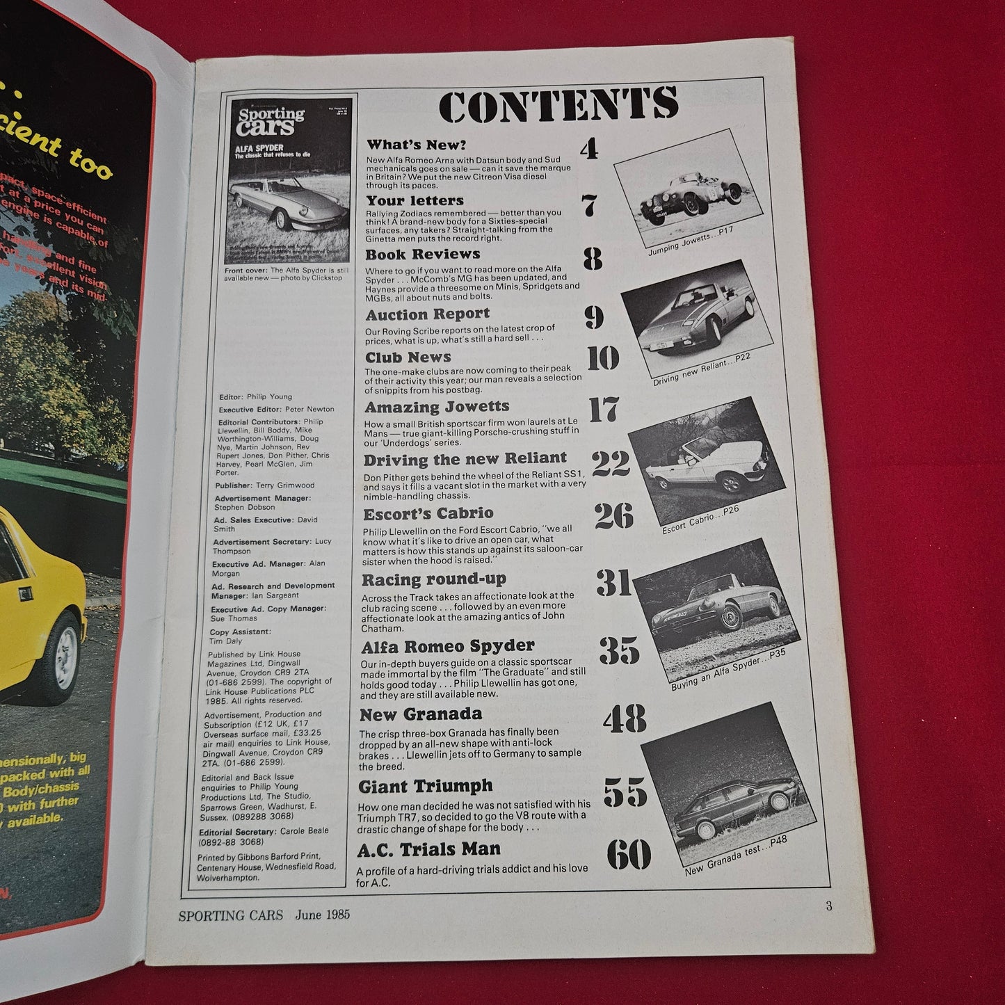 Sporting Cars Magazine June 1985 (1255) Vol 3 No 8 Alfa Spyder Ford Granada Scorpio