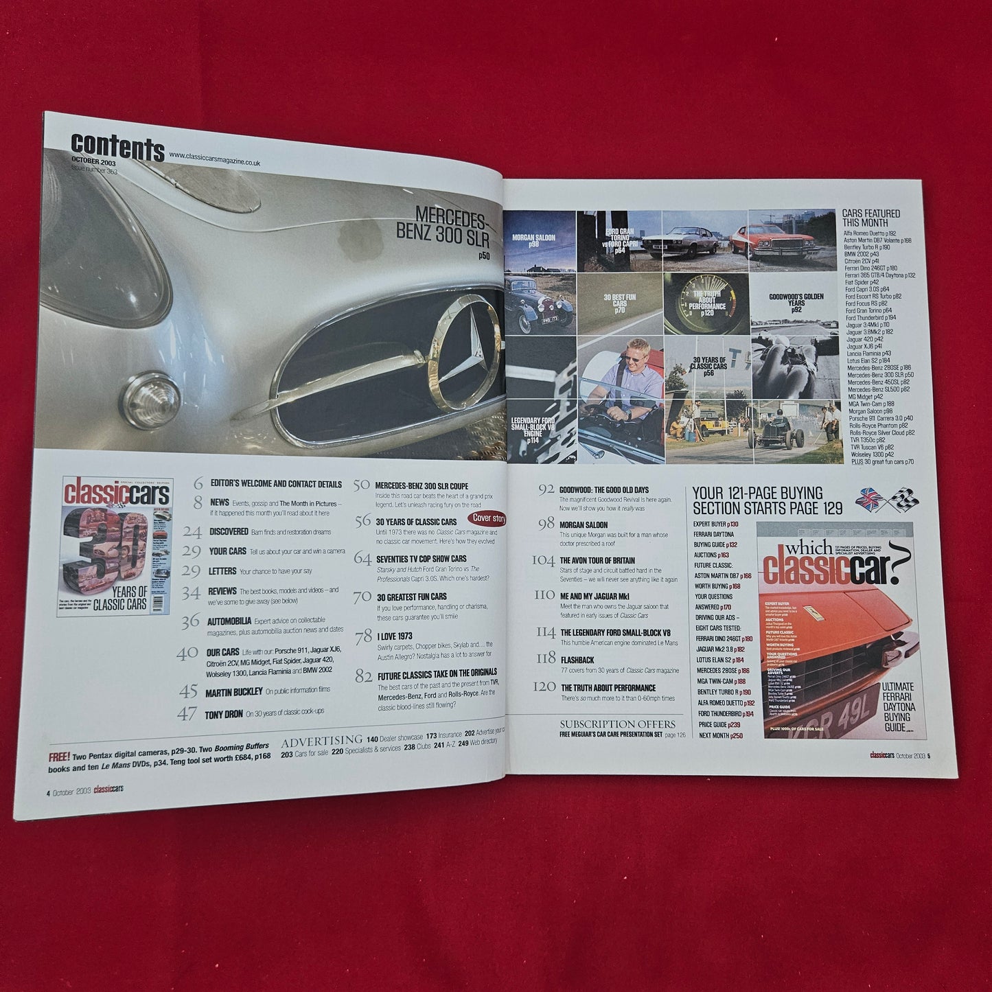 Classic Cars Magazine October 2003 (1285) 30 Years Mercedes 300SLR Daytona
