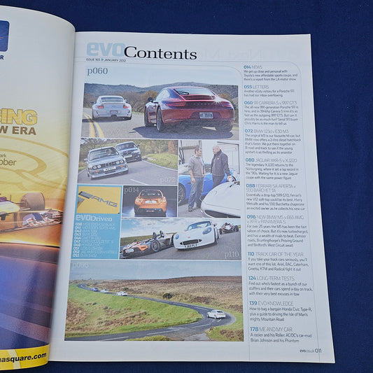 evo Magazine January 2012 (1332) Porsche 911 991 GT3 BMW M5 Jaguar XJ220 Track Car