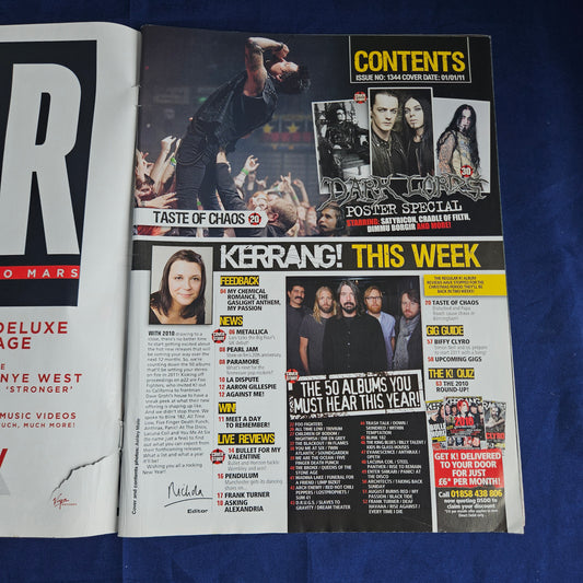 Kerrang Magazine January 1 2011 #1344 (1341) Foo Fighters Metallica Cradle Of Filth