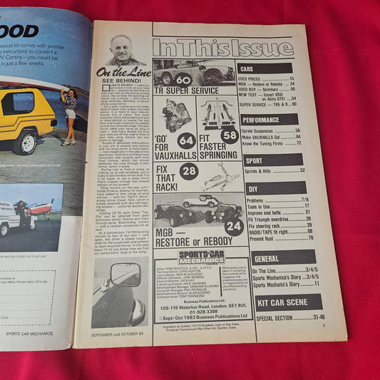 Sports Car Mechanics Magazine September / October 1983 (1372) XR3i Astra GTE TR5 Scimitar