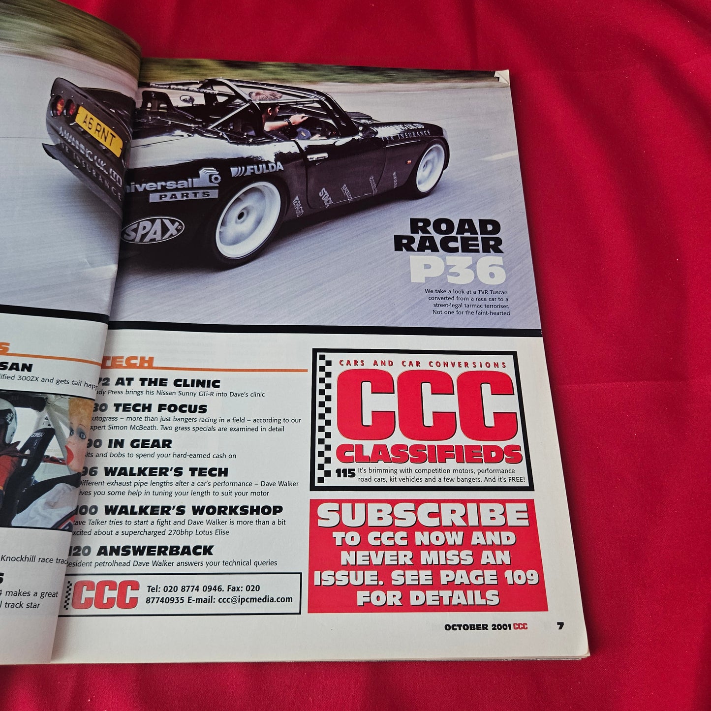 CCC Magazine October 2001 (1372) TVR Tuscan Nissan 300ZX Sunny GTI-R Porsche 944