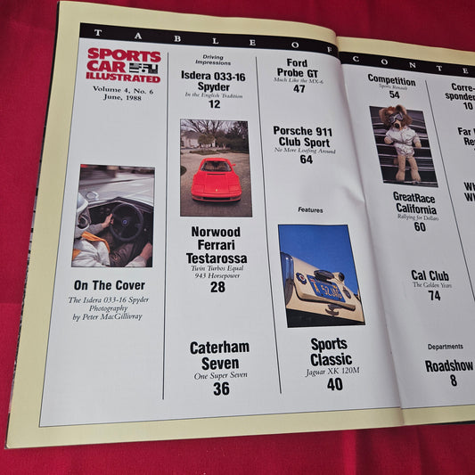 Sports Car Illustrated Magazine June 1988 (1372) Isdera Spyder Norwood Testarossa 911
