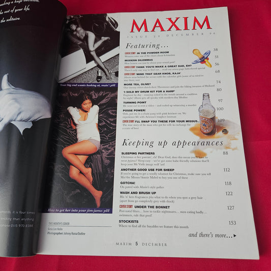 Maxim Magazine December 1996 Issue 20 (1395) Gena Lee Nolin Claudia Schiffer Lingerie Models Calendar Girls Glamour