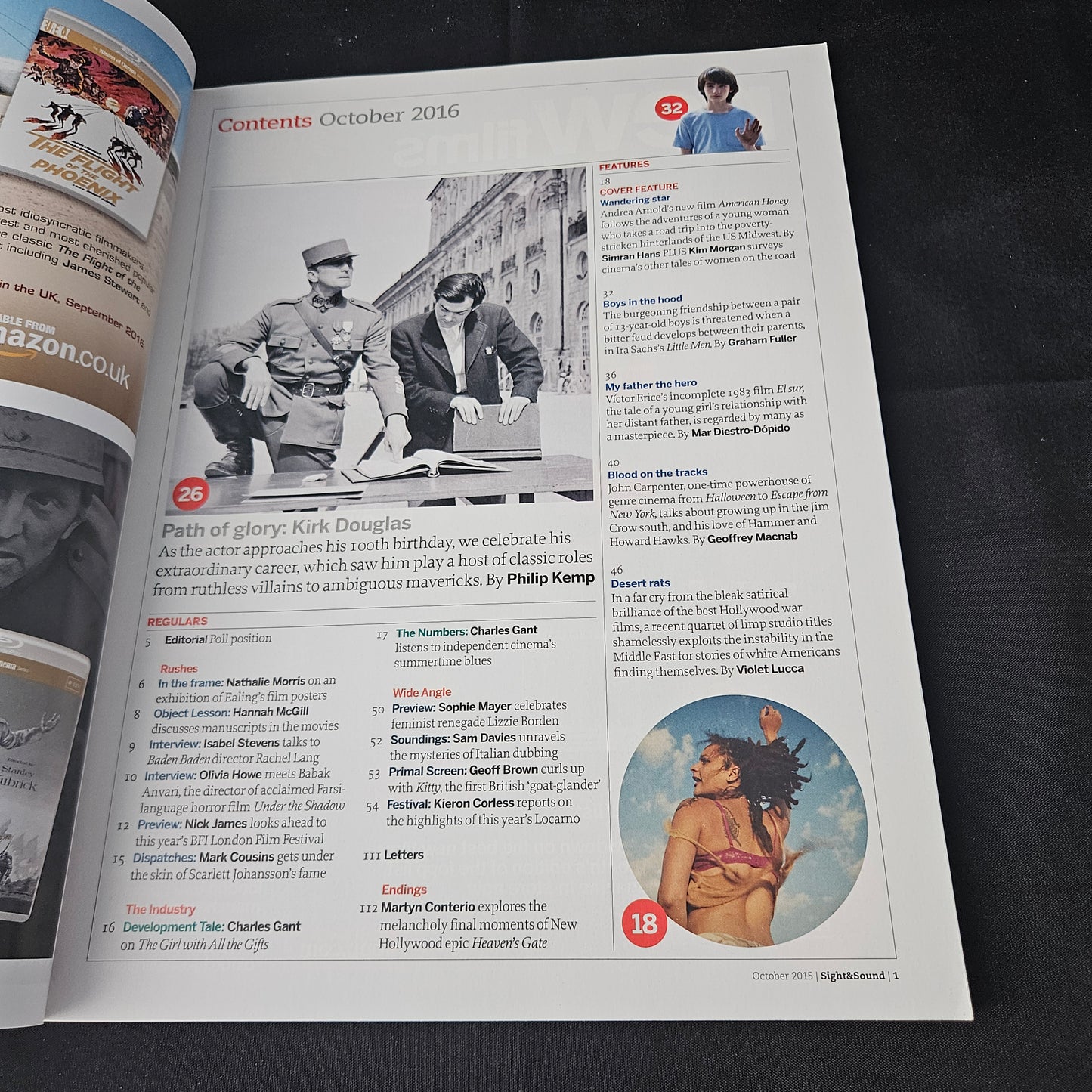 Sight & Sound Magazine October 2016 (1398) American Honey Andrea Arnold Kirk Douglas John Carpenter