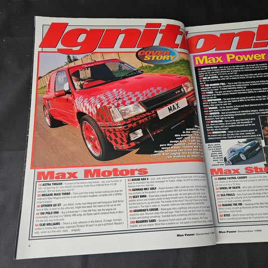 Max Power Magazine December 1996 (1404) Vauxhall Astra Sport Van Cossie Megane Awards 96