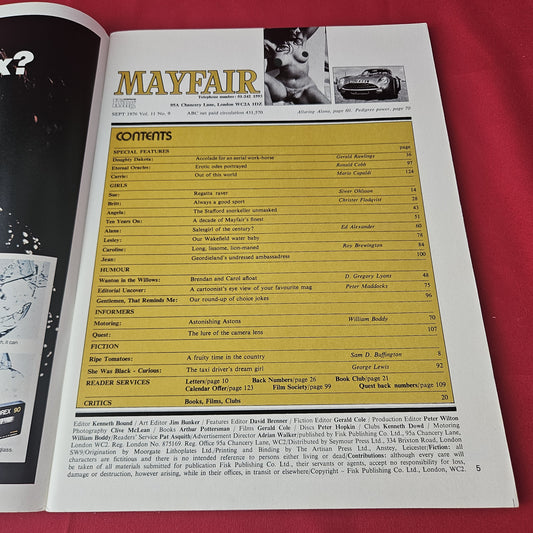Mayfair Magazine Sept 1976 Vol 11 No 9 (1421) Alana Ford Sue Britt Angela Lesley Caroline Jean