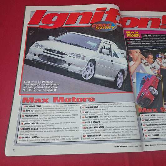 Max Power Magazine November 1997 (1431) Ford Escort Cosworth MG F BMW M3 Vauxhall Corsa Nova