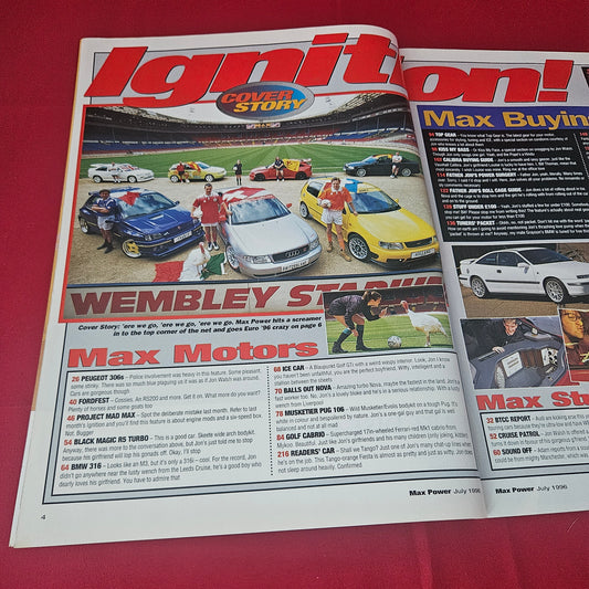 Max Power Magazine July 1996 (1431) Peugoet 306s Fordfest BMW 316