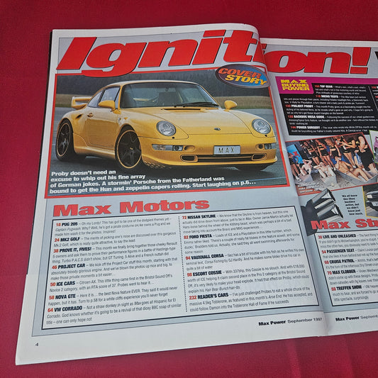 Max Power Magazine September 1997 (1431) Nissan Skyline MK2 Golf Nova GTE Porsche