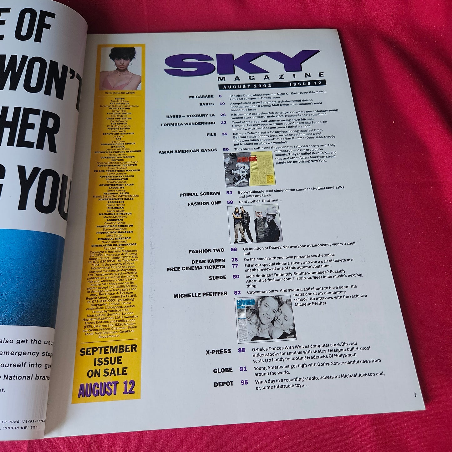 Sky Magazine August 1992 Beatrice Dalle Michelle Pfeiffer Primal Scream (1443)