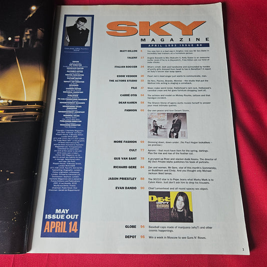 Sky Magazine April 1993 RARE Matt Dillon Jason Priestley Richard Gere SKU 1446