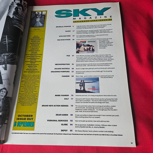 Sky Magazine September 1993 RARE Michelle Pfeiffer Action Heroes SKU 1446