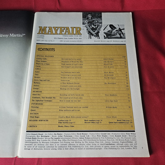 Mayfair Magazine September 1977 Vol 12 No 9 Isabel Bernice Tina Jessica SKU 1469