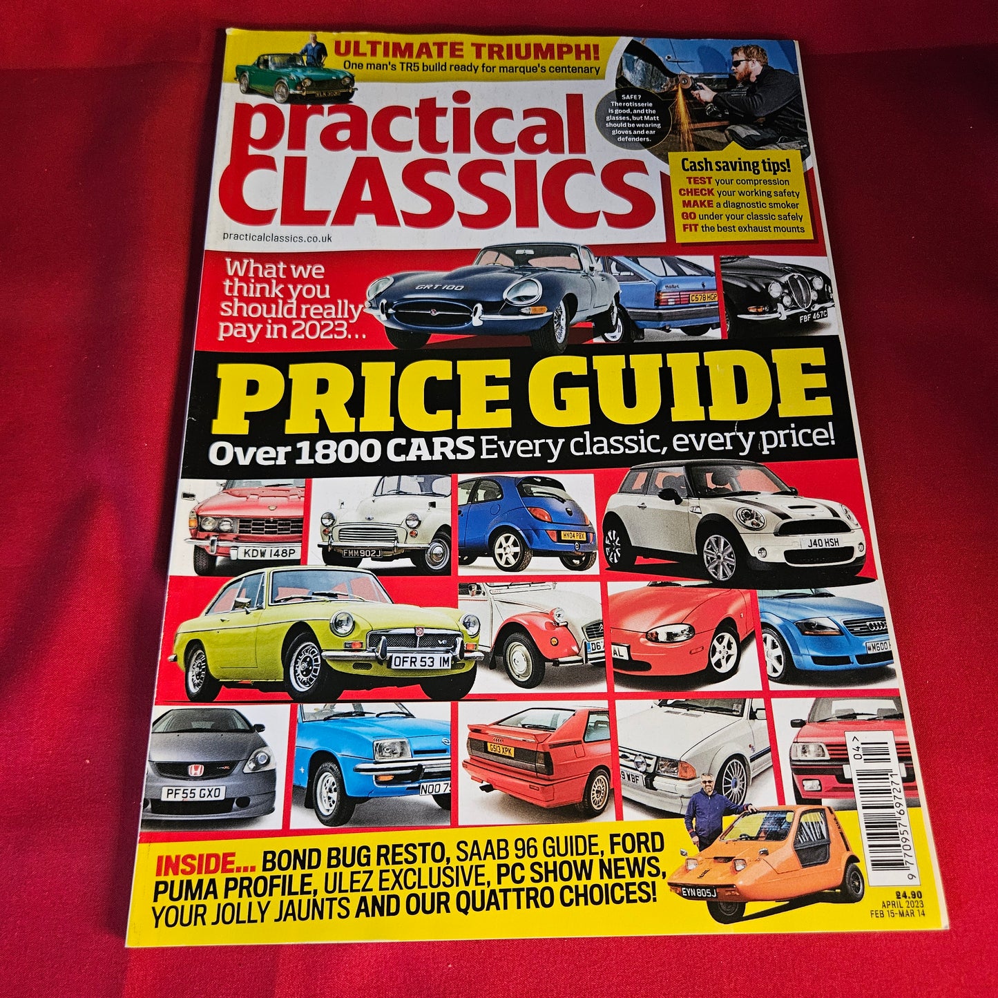 Practical Classics Magazine April 2023 Jaguar E-Type MGB Saab 96 Ford Puma Audi TT SKU 1483