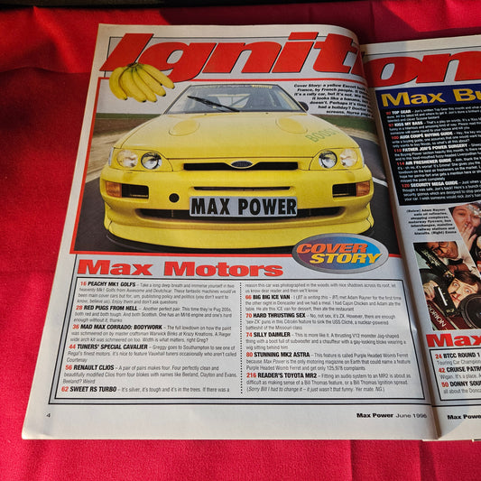 Max Power Magazine June 1996 Ford Escort Cosworth Golf VR6 Cavalier Corrado SKU 1487