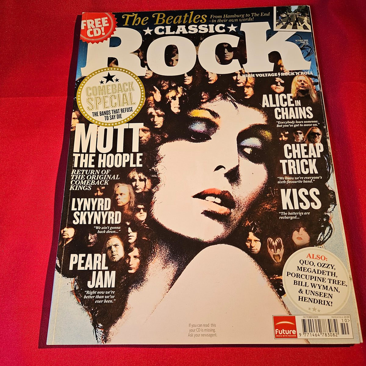 Classic Rock Magazine October 2009 Mott The Hoople Beatles Alice In Chains KISS Pearl Jam SKU 1513