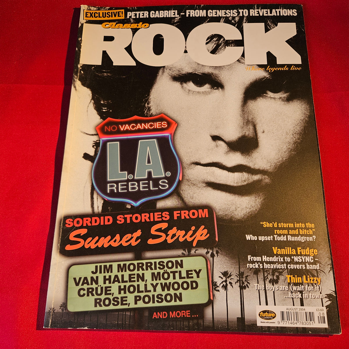 Classic Rock Magazine August 2004 Jim Morrison Peter Gabriel Van Halen Motley Crue SKU 1513