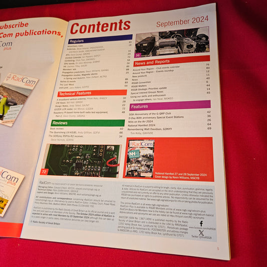 RadCom Magazine September 2024 RSGB National Hamfest Amateur Ham Radio Radio Society SKU 1515